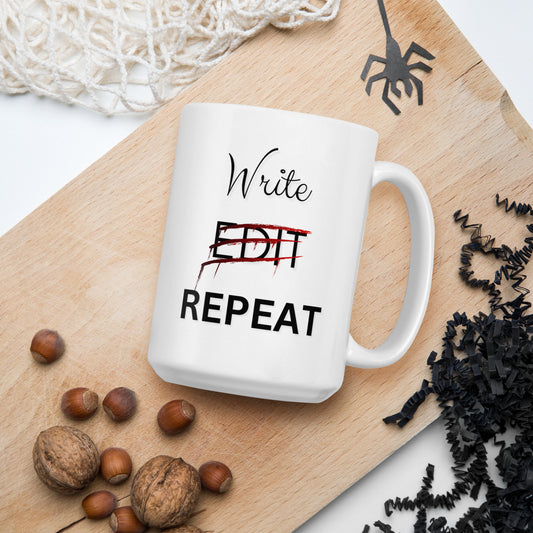 Write Edit Repeat | White glossy mug